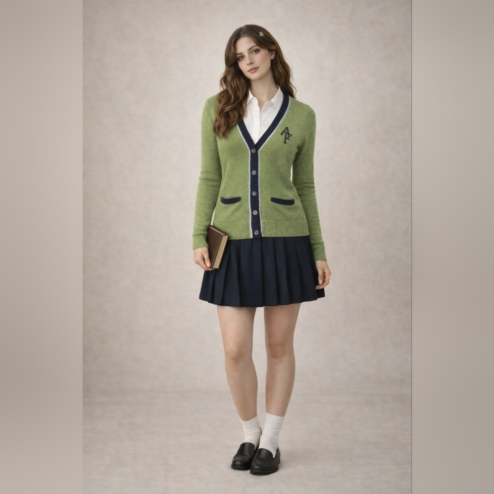 Abercrombie & Fitch Embroidered Logo Preppy Old Money Varsity Cardigan, XS‎